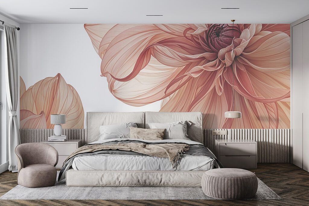 Doorschenen bloem in zalmroze — interieur 2