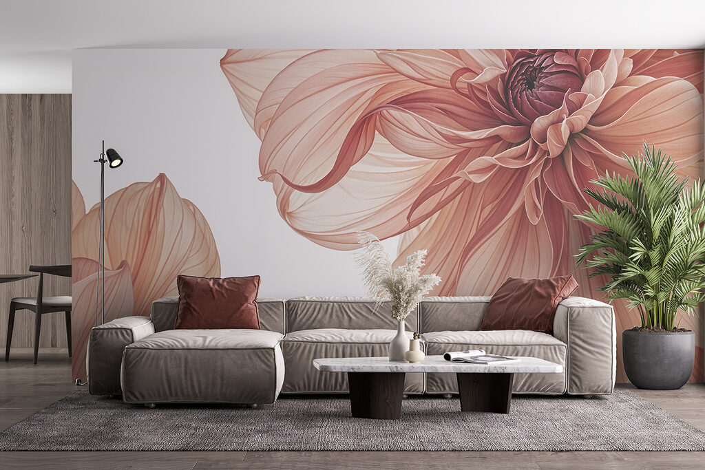 Doorschenen bloem in zalmroze — interieur 3