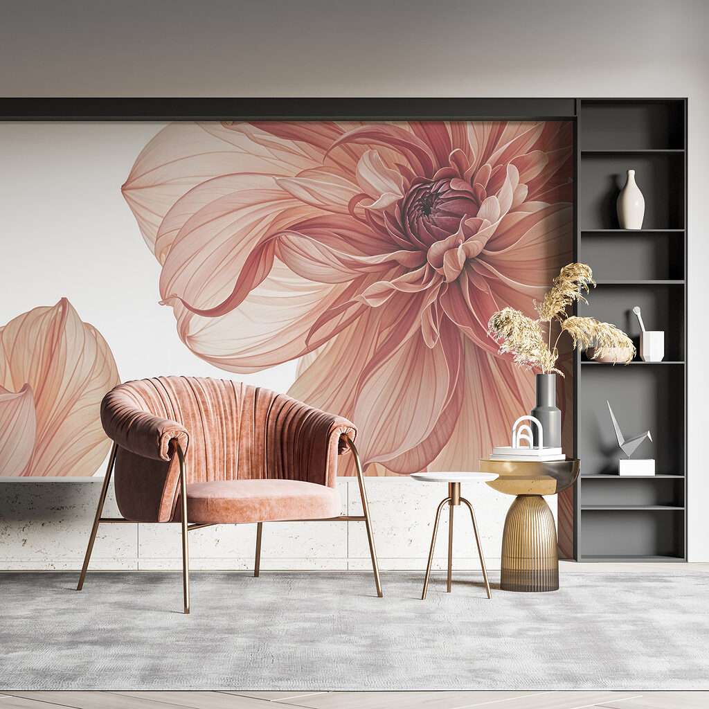 Doorschenen bloem in zalmroze — interieur 4