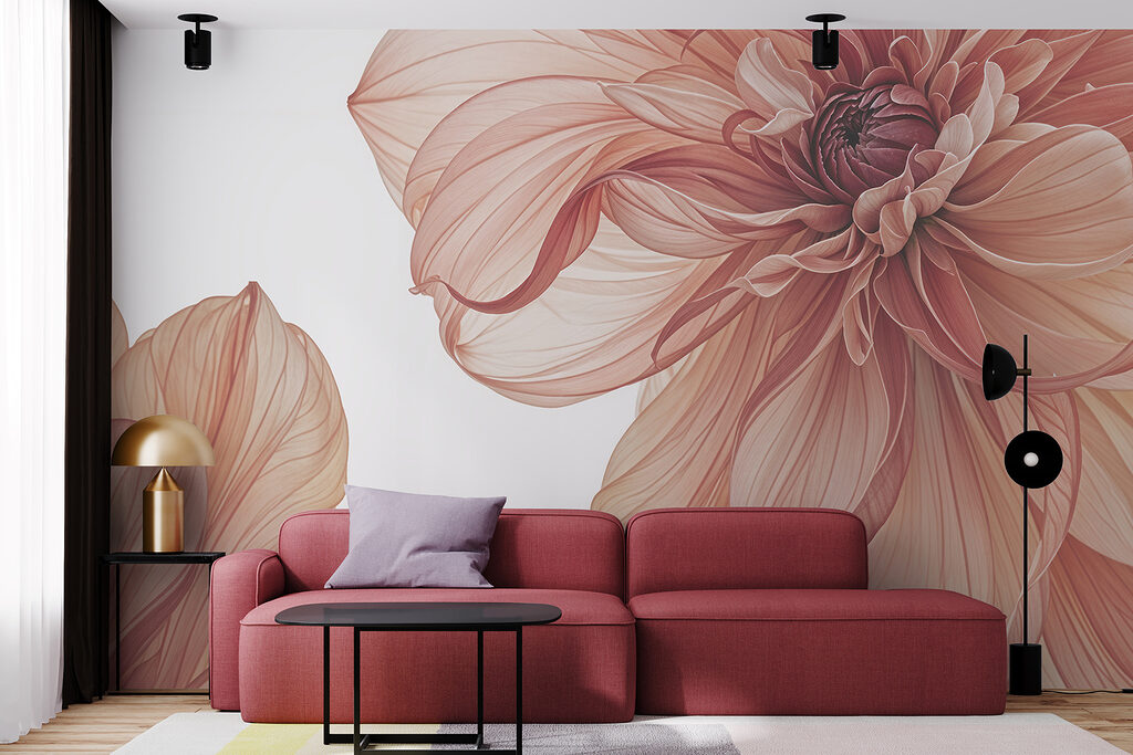 Doorschenen bloem in zalmroze — interieur 5