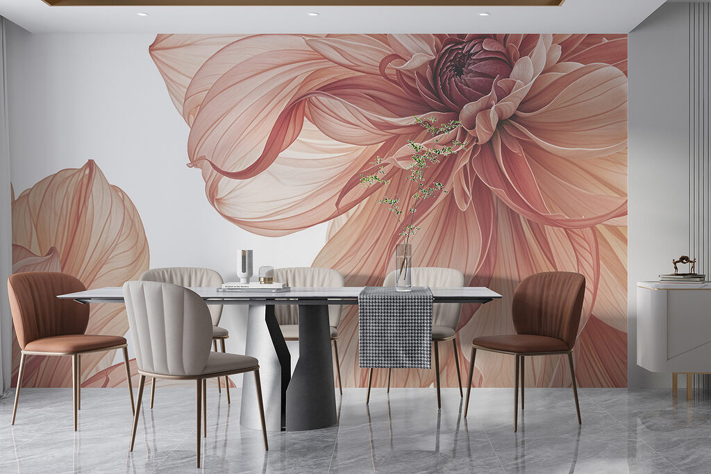 Doorschenen bloem in zalmroze — interieur 6