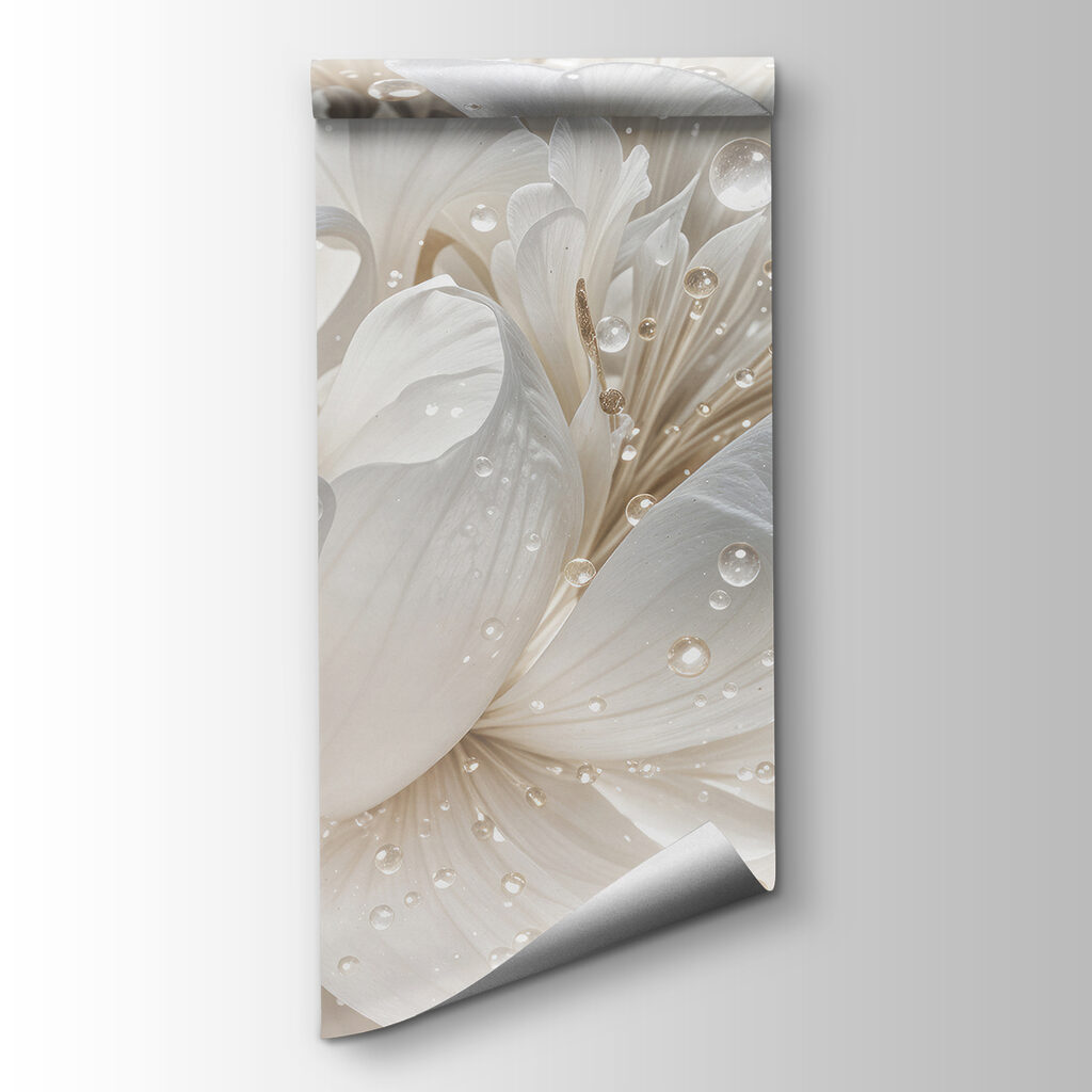 Witte bloem met glansdruppels — productweergave