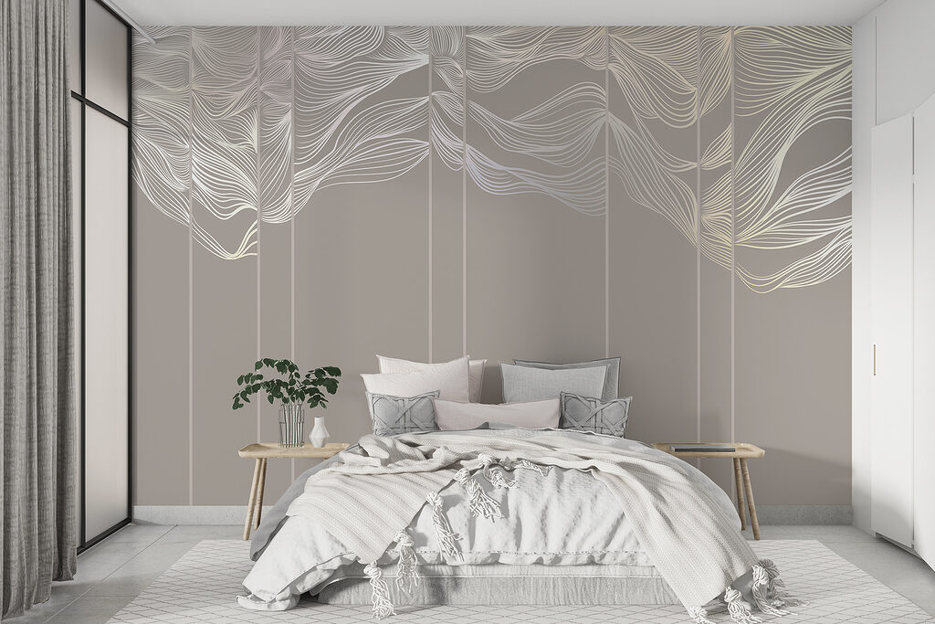 Witte pluimlijnen op grijstinten — interieur 2
