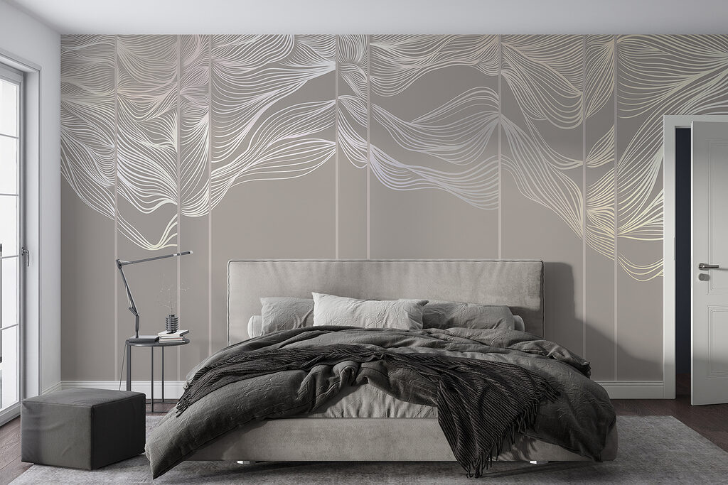 Witte pluimlijnen op grijstinten — interieur 4