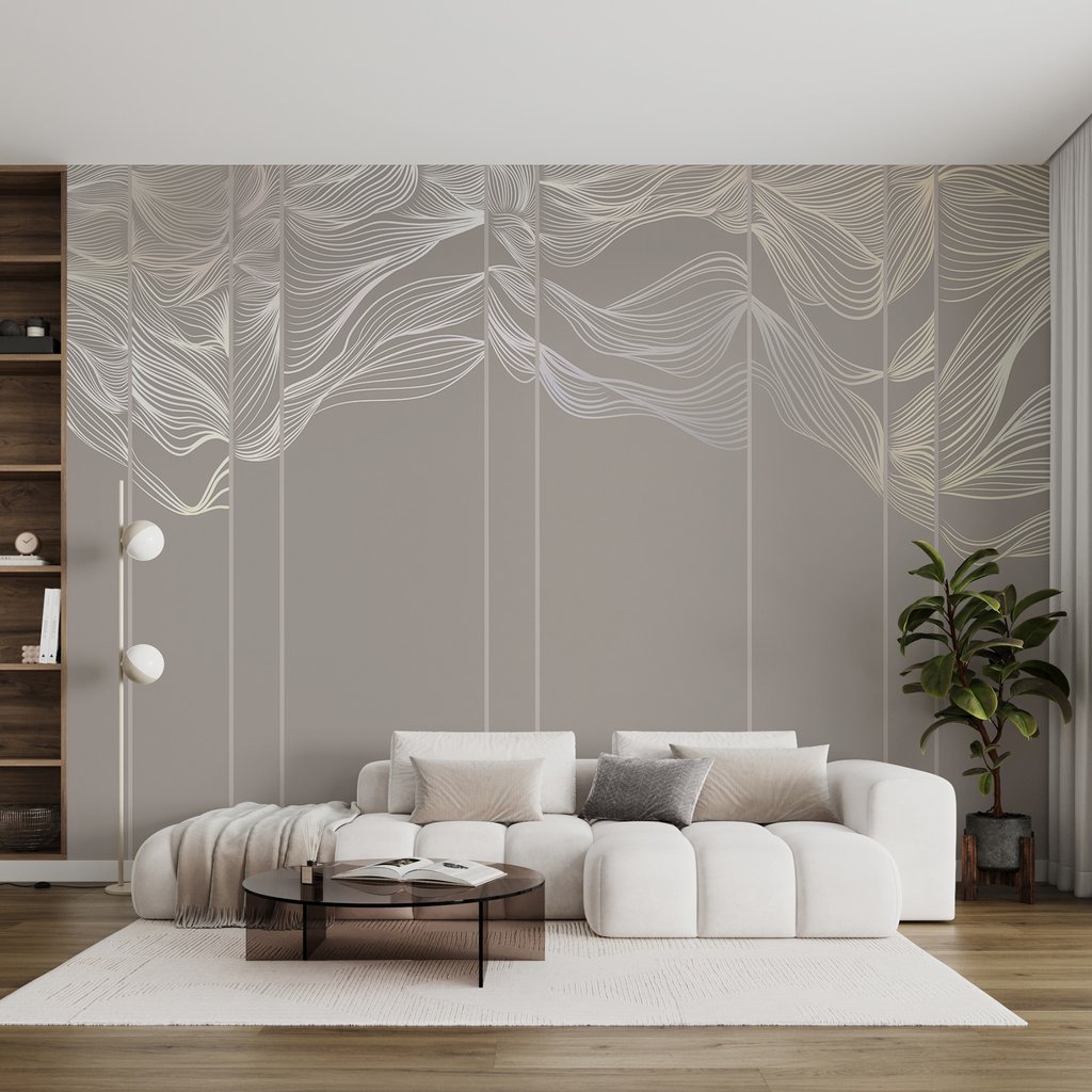 Witte pluimlijnen op grijstinten — interieur 5