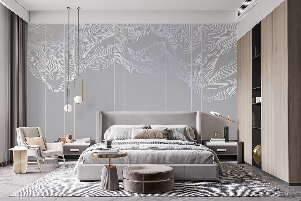 Witte en paarse lijntekeningen — interieur 2