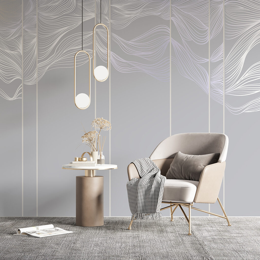 Witte en paarse lijntekeningen — interieur 4
