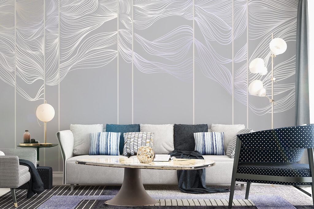 Witte en paarse lijntekeningen — interieur 5