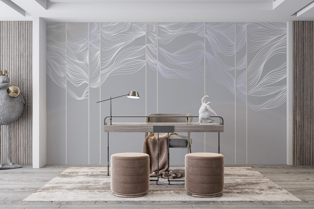 Witte en paarse lijntekeningen — interieur 7