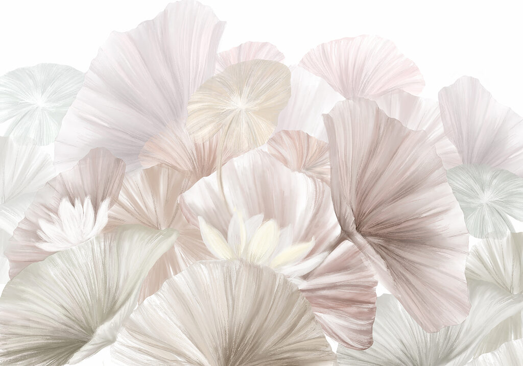 Groep witte en roze bloemen — volledig ontwerp