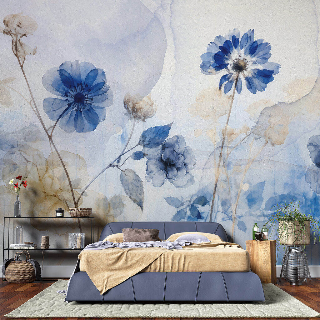 Blauwe en witte bloemen — interieur 1