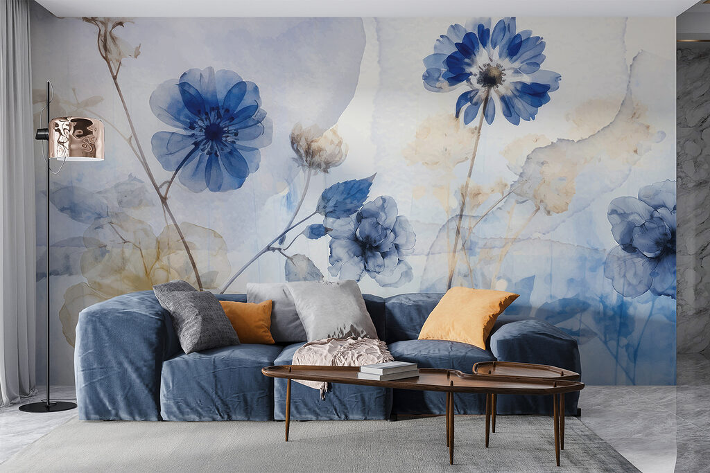 Blauwe en witte bloemen — interieur 2