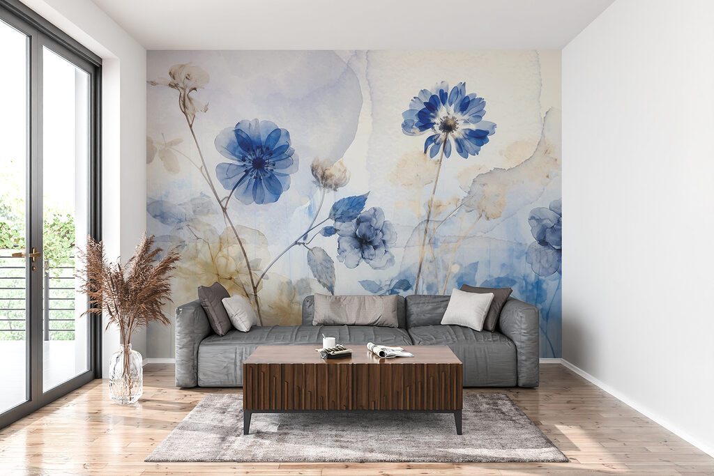 Blauwe en witte bloemen — interieur 4