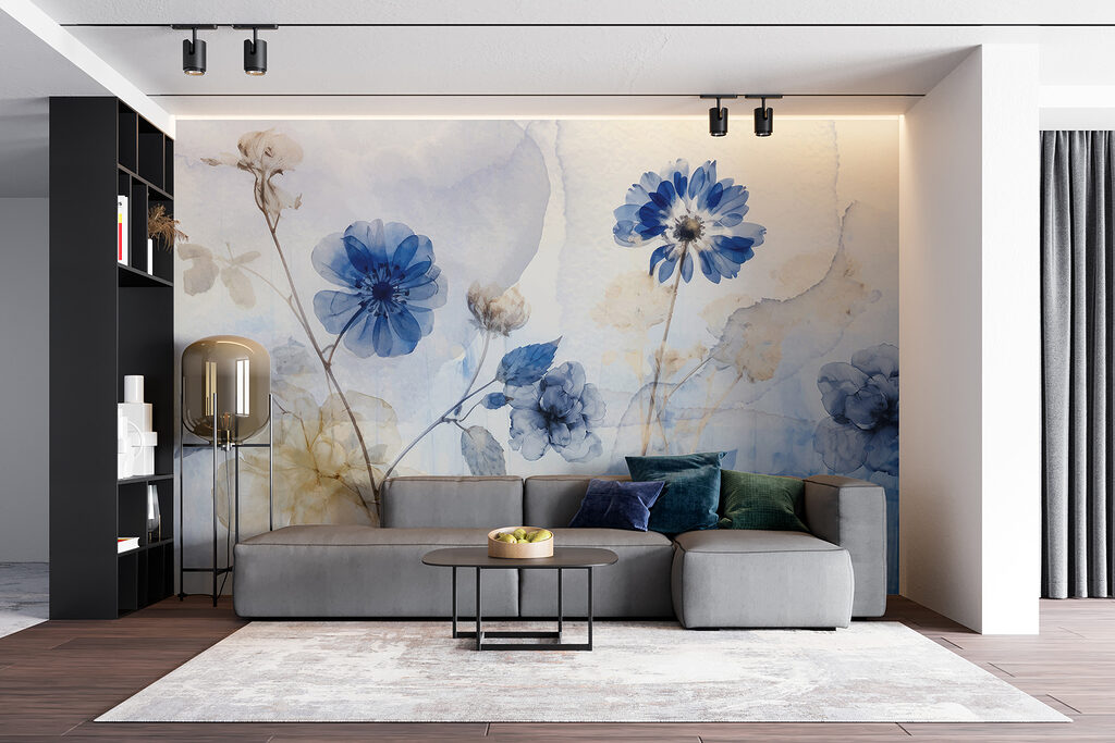 Blauwe en witte bloemen — interieur 5