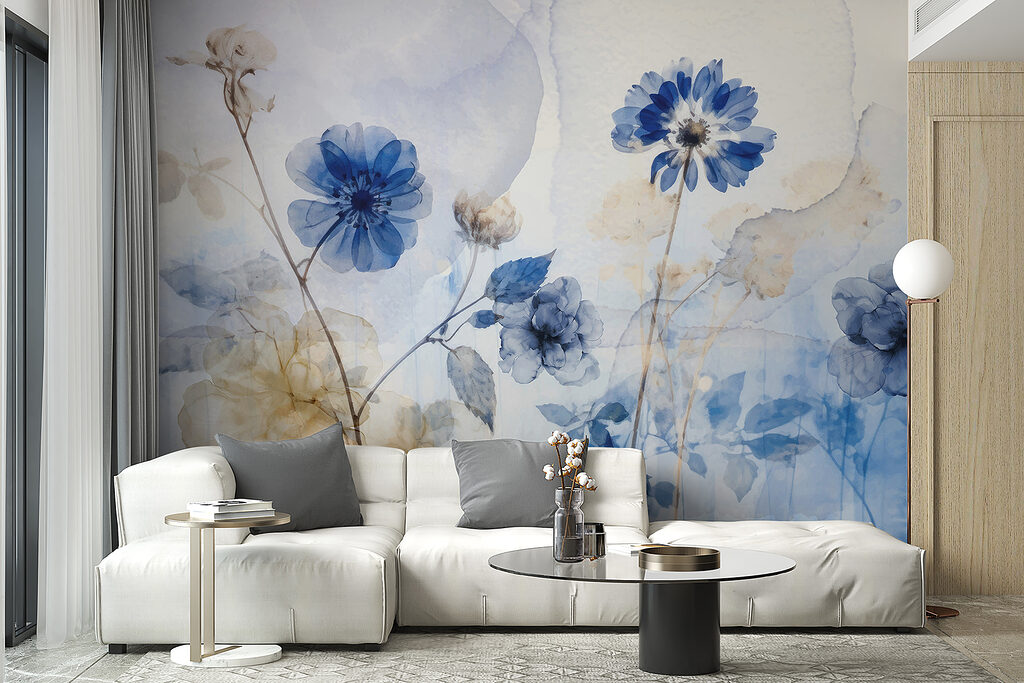 Blauwe en witte bloemen — interieur 6