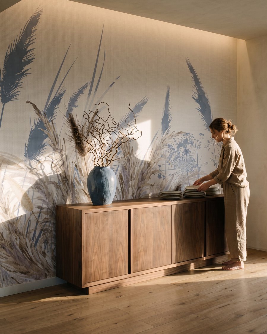 Halmen met blauwe schaduwen — interieur 4