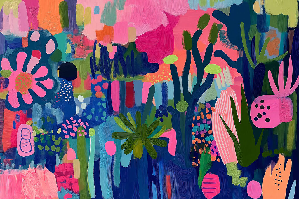 Bloemvormen in felle kleuren — volledig ontwerp