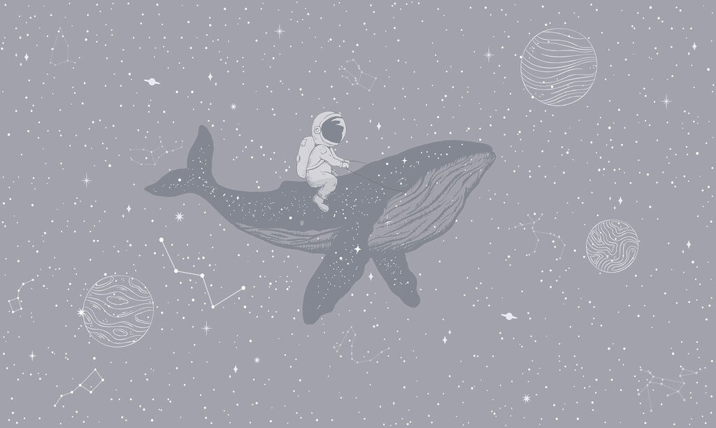 Astronaut op een walvis — volledig ontwerp