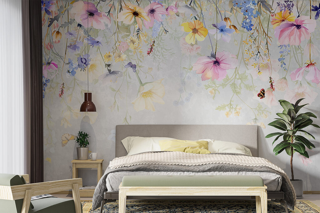 Schilderij van bloemen en vlinders — interieur 2