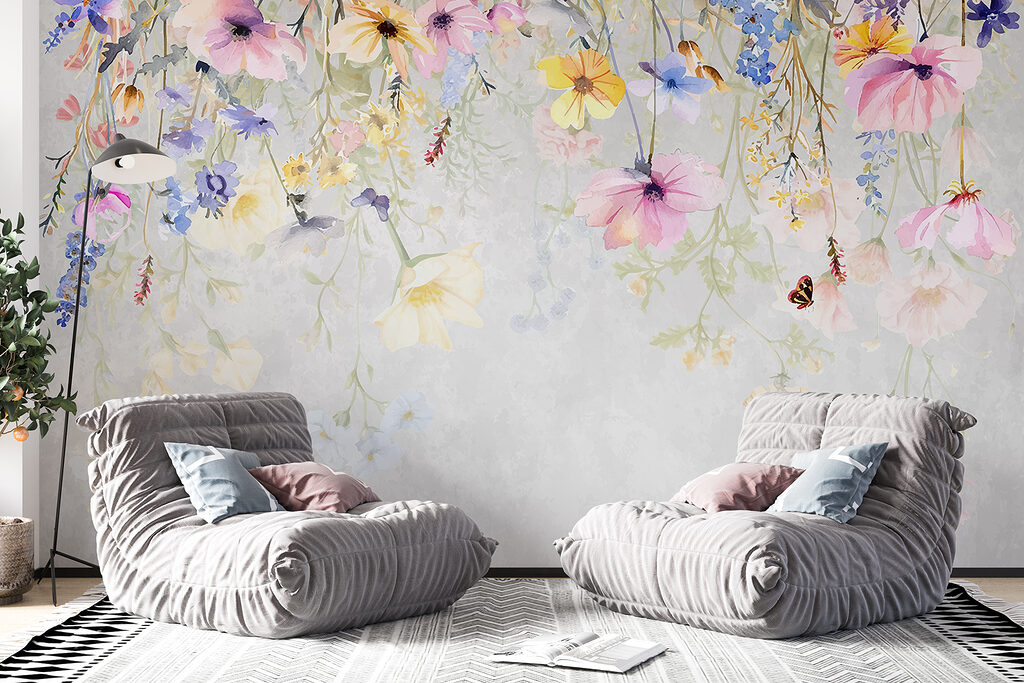 Schilderij van bloemen en vlinders — interieur 4