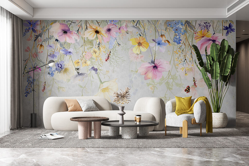 Schilderij van bloemen en vlinders — interieur 6