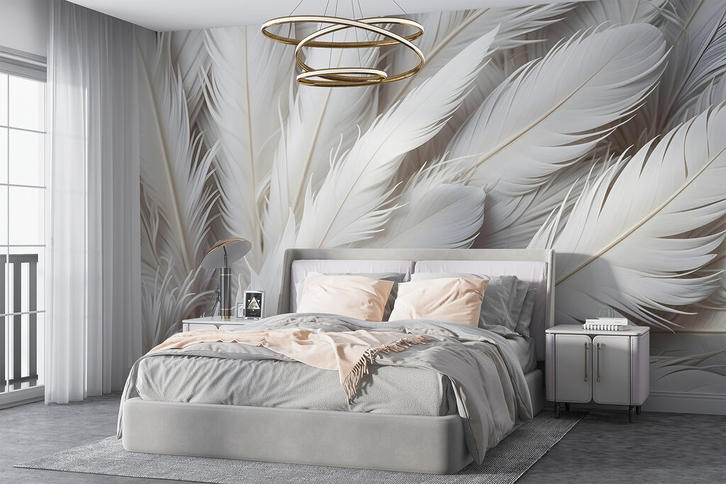 Dicht opeengepakte witte veren — interieur 2