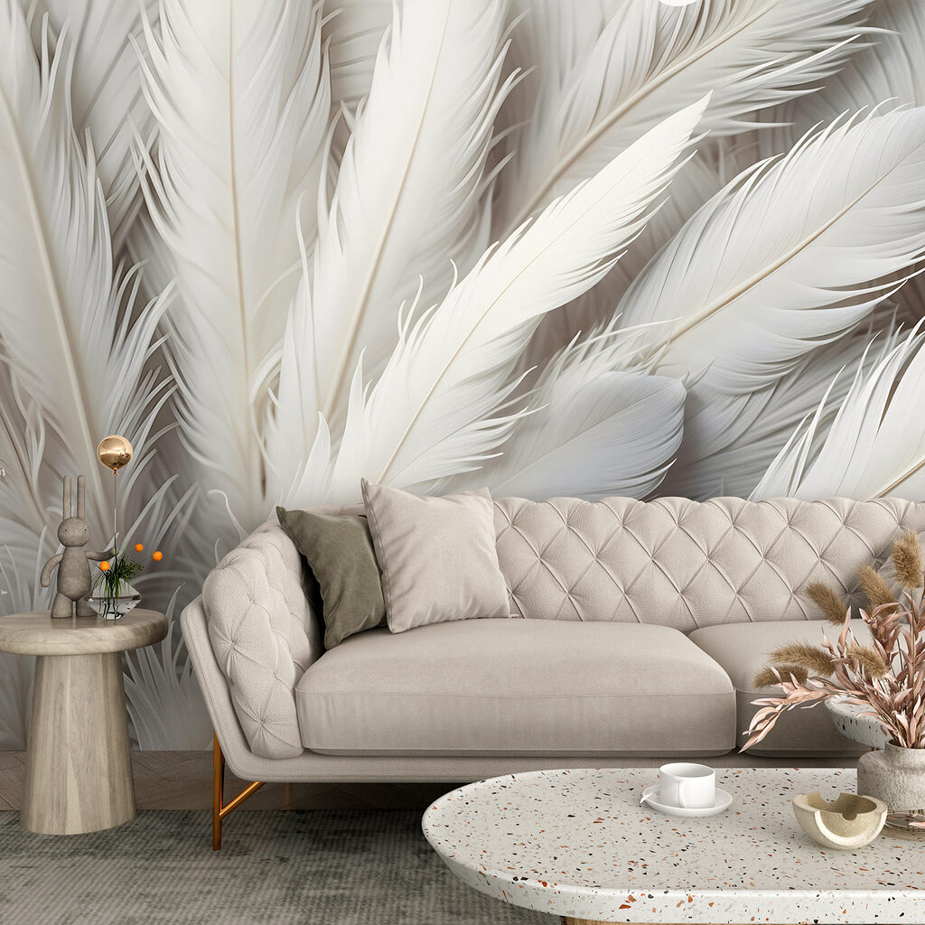 Dicht opeengepakte witte veren — interieur 3