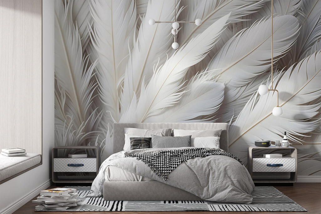 Dicht opeengepakte witte veren — interieur 5
