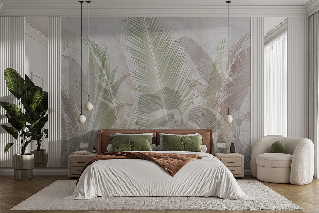 Zachte palmen achter bladlagen — interieur 1