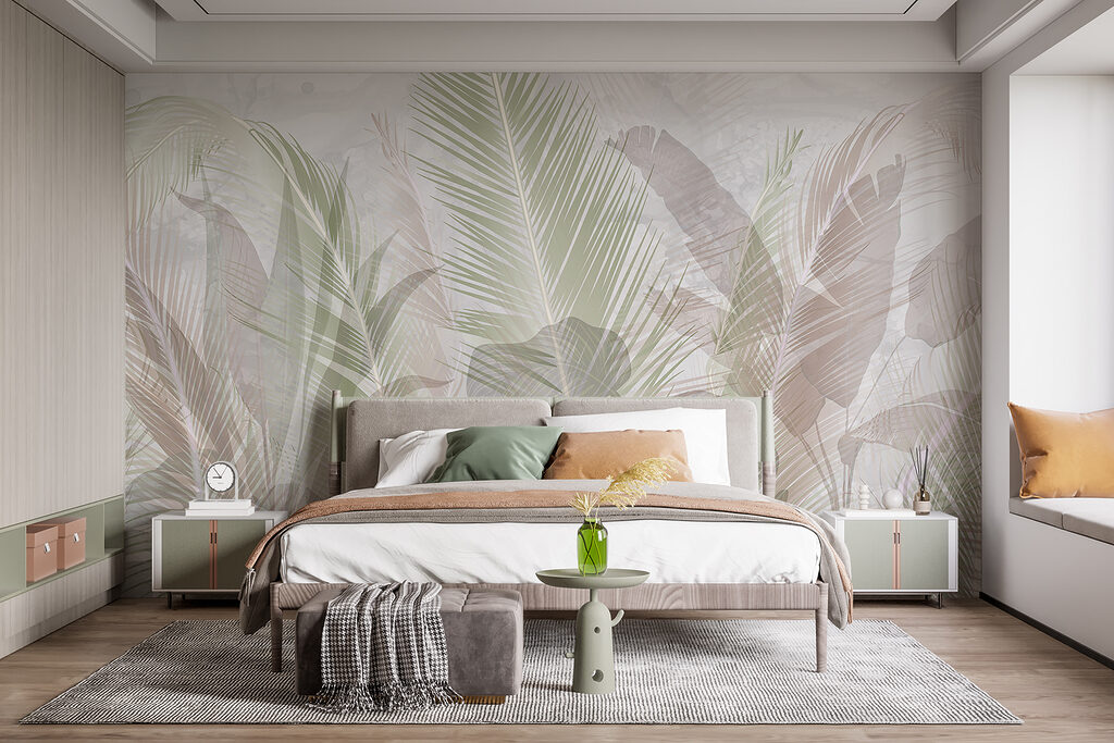 Zachte palmen achter bladlagen — interieur 2