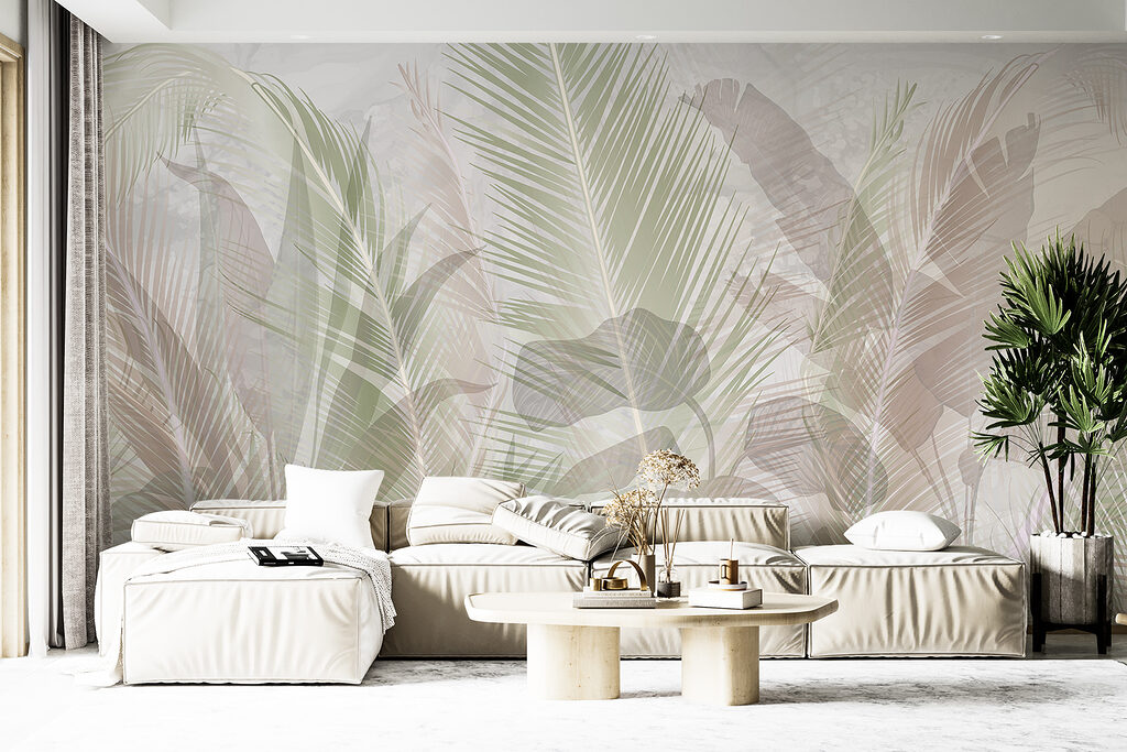 Zachte palmen achter bladlagen — interieur 3