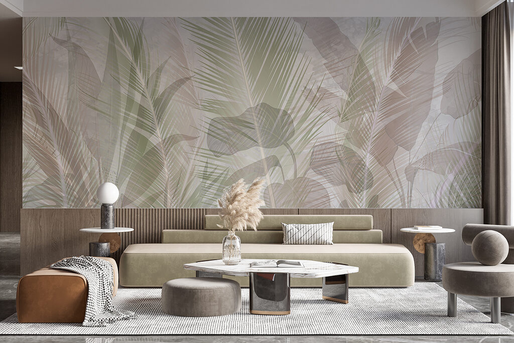 Zachte palmen achter bladlagen — interieur 4