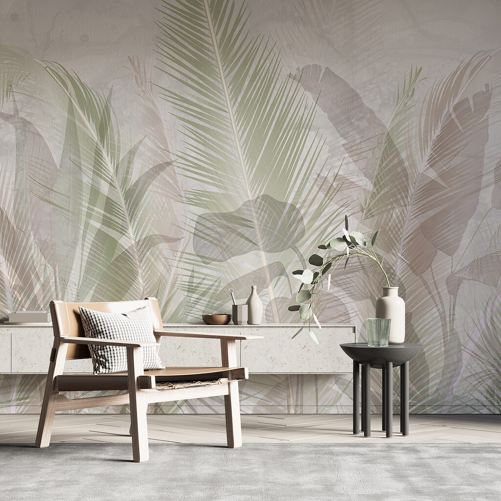 Zachte palmen achter bladlagen — interieur 5