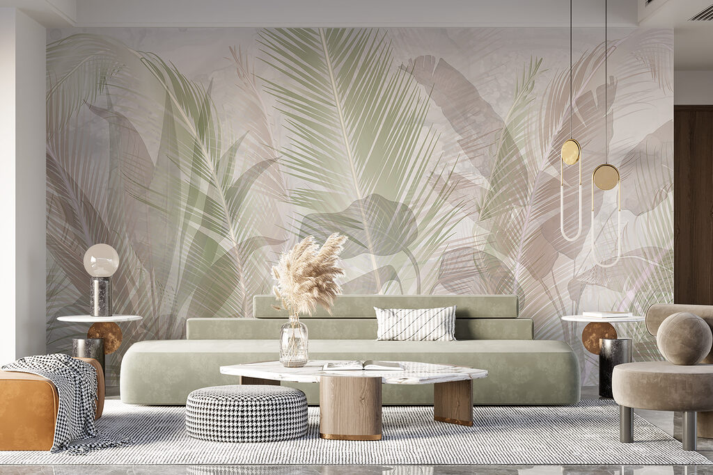 Zachte palmen achter bladlagen — interieur 6