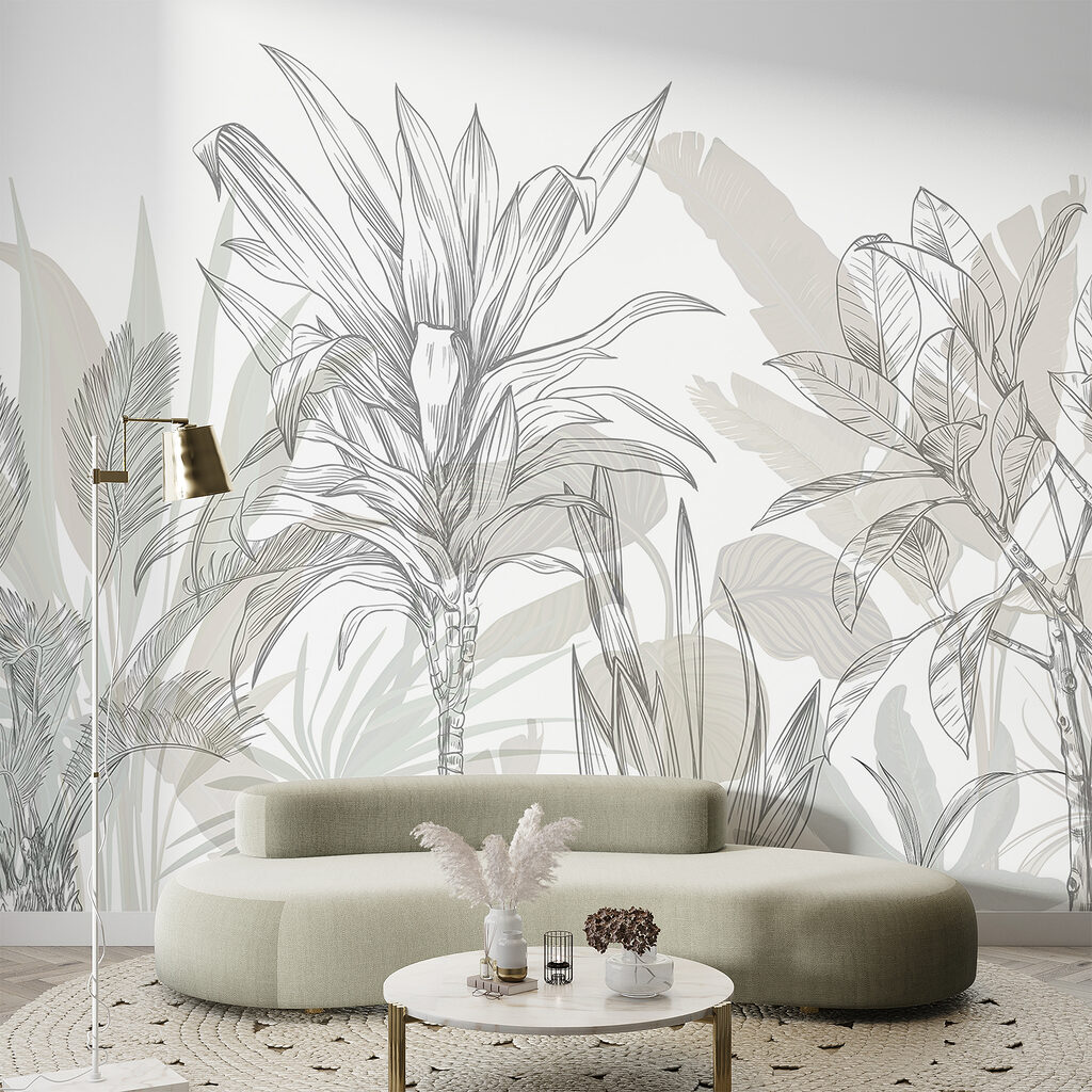 Lichte tropenplanten in schetslijnen — interieur 5