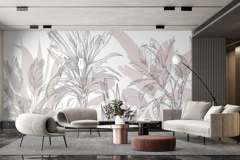 Tropenblad in zachte potloodlijnen — interieur 2