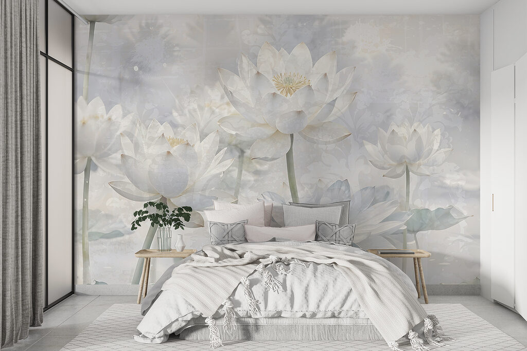 Witte lotus in waternevel — interieur 1