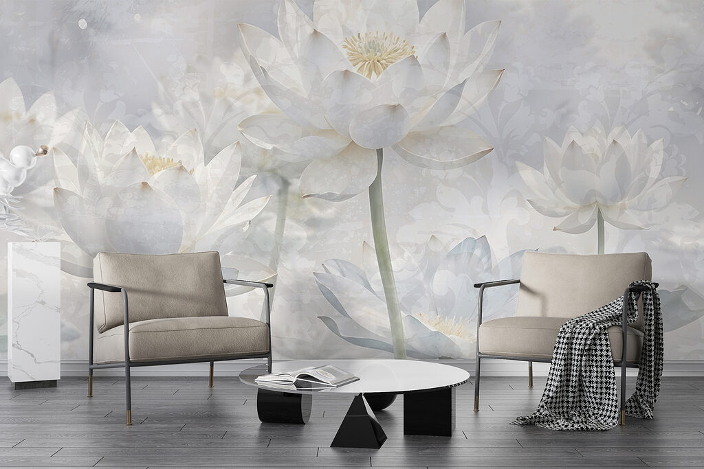 Witte lotus in waternevel — interieur 4