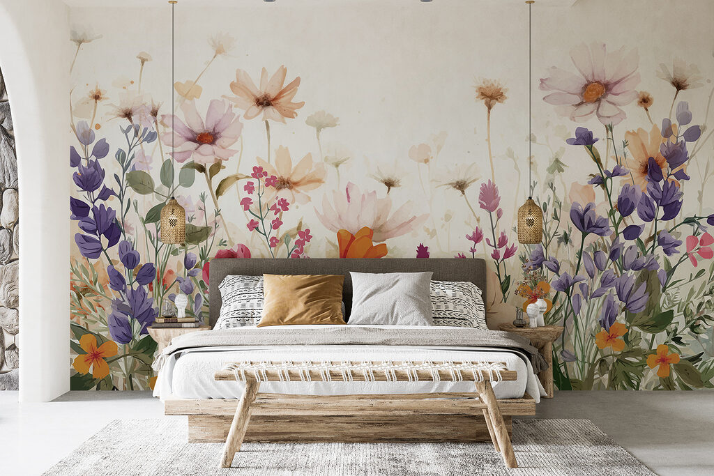 Groep bloemen op witte achtergrond — interieur 3