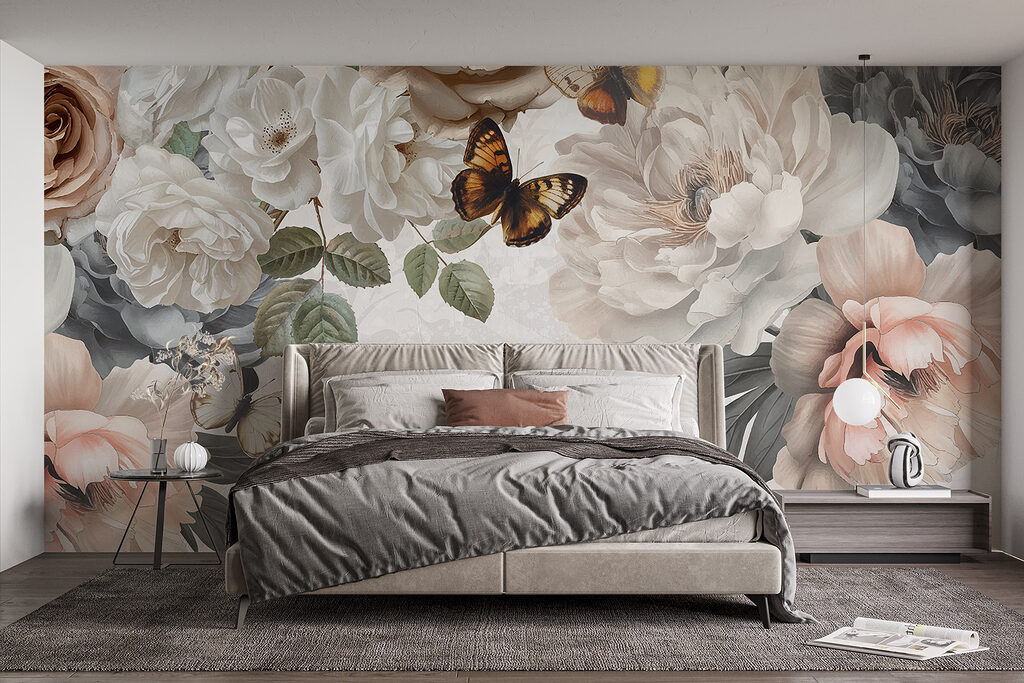 Vlinders tussen lichte bloemen — interieur 2