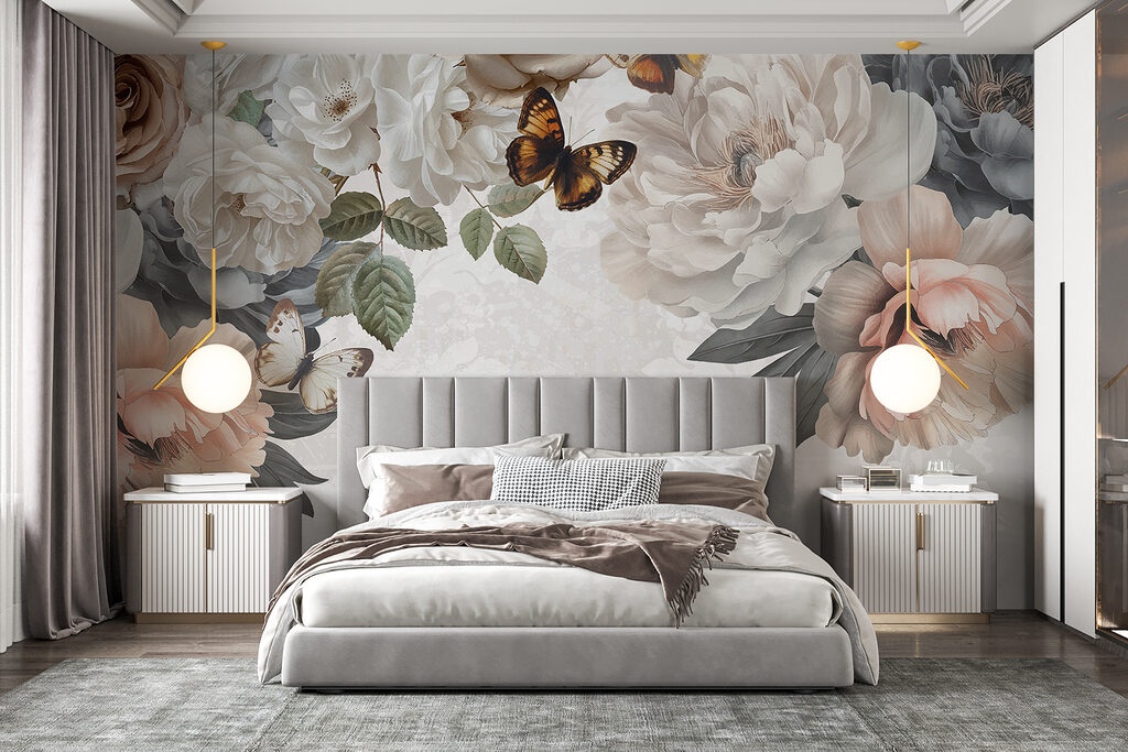 Vlinders tussen lichte bloemen — interieur 3