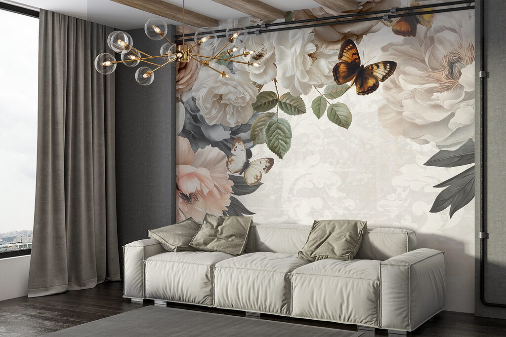 Vlinders tussen lichte bloemen — interieur 5