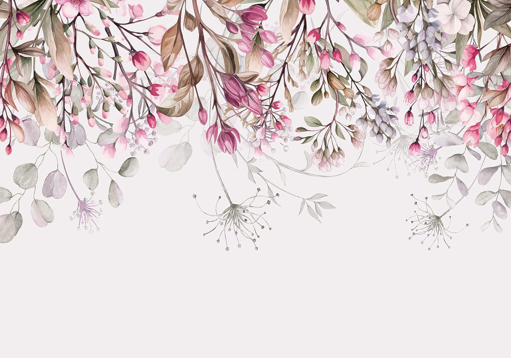 Hangende bloemen in roze — volledig ontwerp