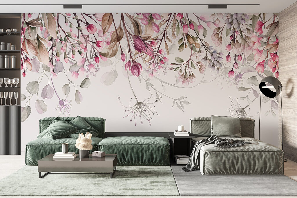 Hangende bloemen in roze — interieur 3
