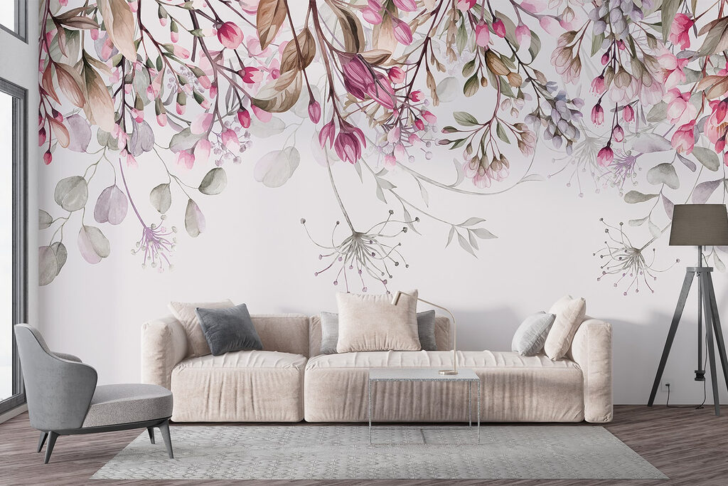 Hangende bloemen in roze — interieur 4