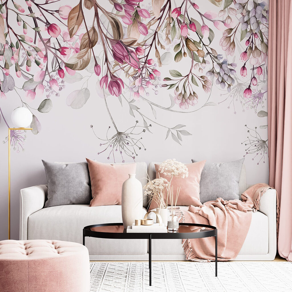 Hangende bloemen in roze — interieur 5