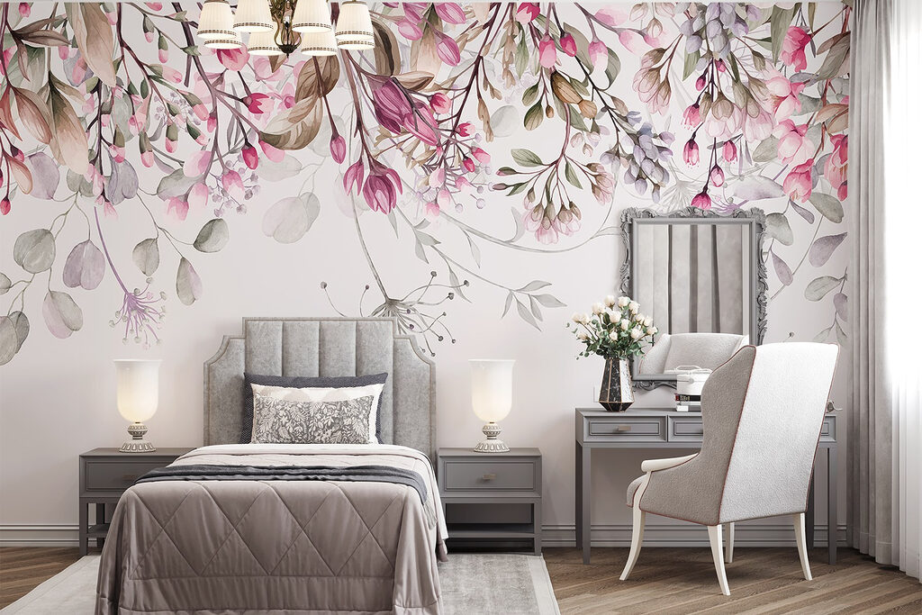 Hangende bloemen in roze — interieur 6