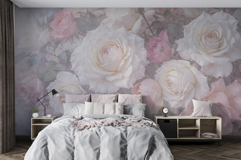 Roze rozen achter kleurmist — interieur 1