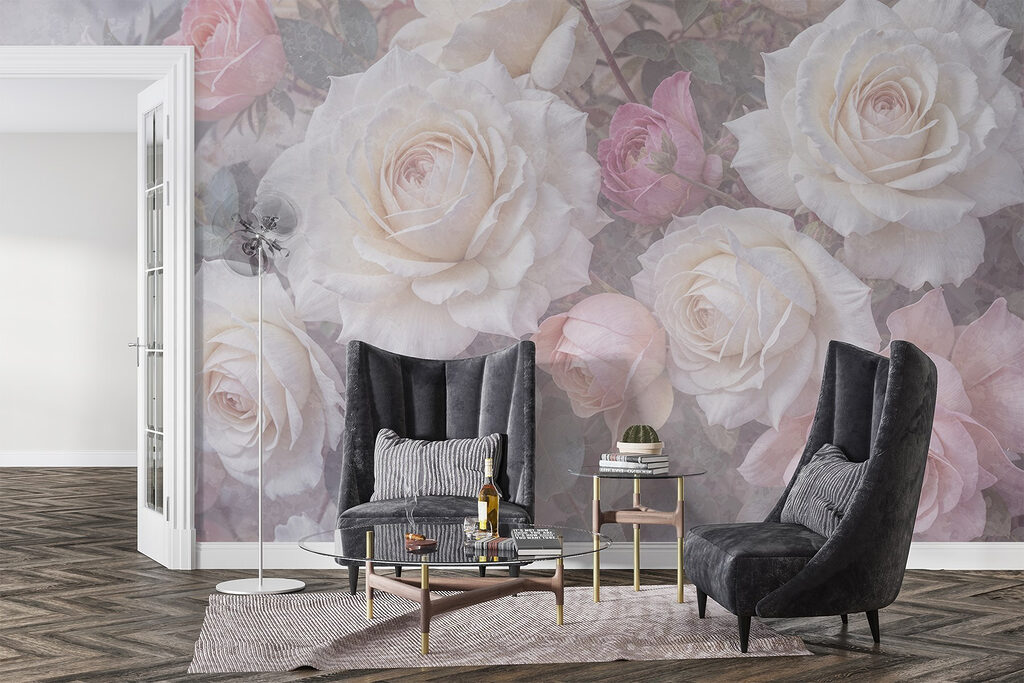 Roze rozen achter kleurmist — interieur 4