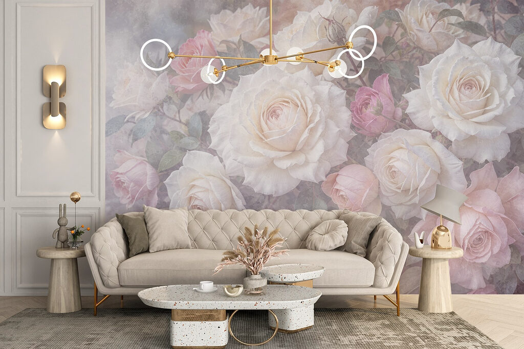 Roze rozen achter kleurmist — interieur 6